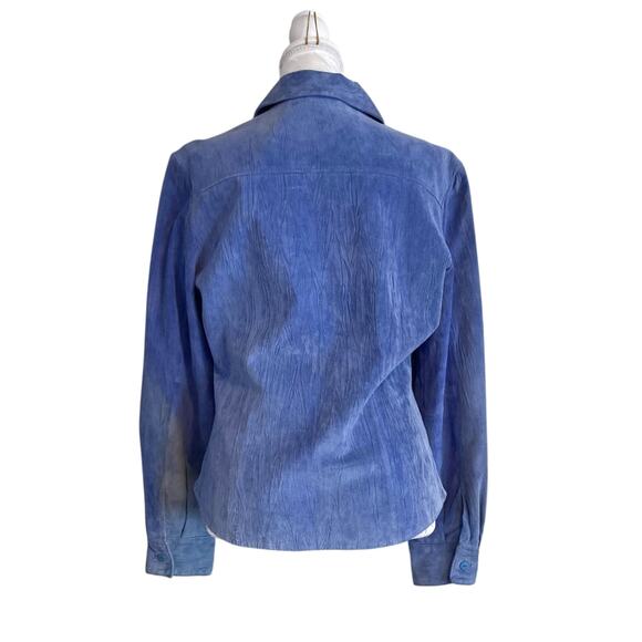 Vintage Saguaro Powder Blue 100% Suede Western Fitted Shirt Jacket Size Medium - Picture 2 of 16